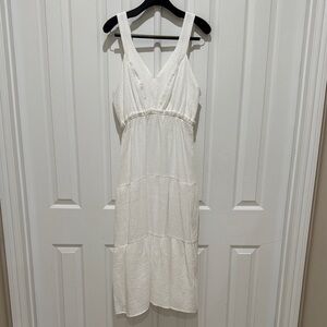 Steve Madden White Tiered Midi Sundress